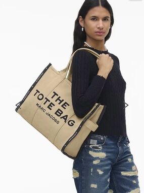 Marc Jacobs Beige Canvas 'The Tote Bag' with Black Logo